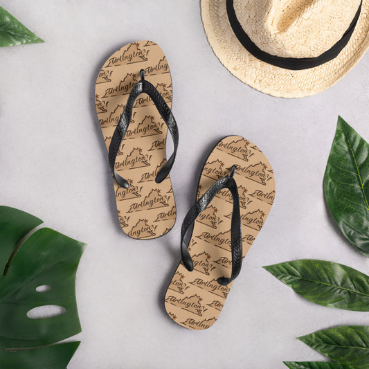 Official Arlington brown flip flops